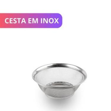 Imagem de Cesta Multiuso Inox Premium 22Cm Cozinha Frutas Legumes Saladas Escorr