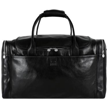 Imagem de Bolsa de Viagem Masculina Clássica de Couro, TIME RESISTANCE, Preto