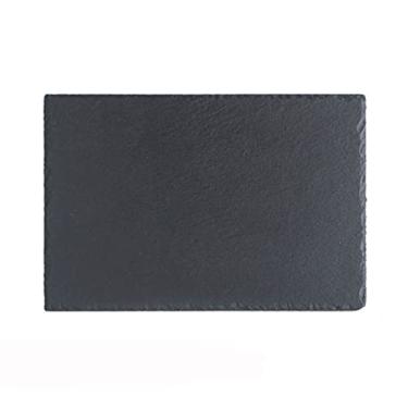 Imagem de Prato de Serviço Prato de Pedra Preta Prato de Jantar Prato de Pedra de Sushi Prato de Jantar Comida Ocidental Prato de Bife Prato de Rocha Prato de Sobremesa Prato de Bolo Pratos (Cor: B, Tamanho