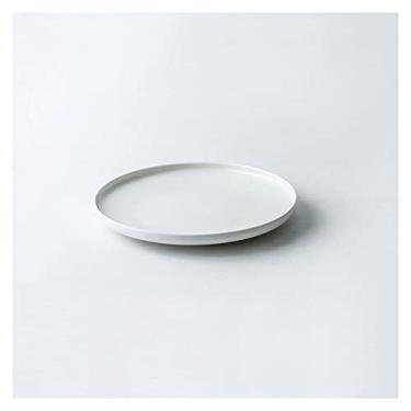 Imagem de Prato de serviço pratos de jantar de cerâmica pratos redondos de porcelana para salada de bife de macarrão. Pratos de servir de restaurante para jantar em família (25 cm, preto) pratos (cor: D