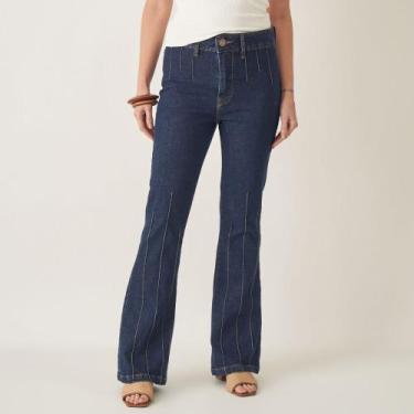 Imagem de Calça Flare Jeans Cintura Alta com Nervuras - Bloom, Jeans stone, 48
