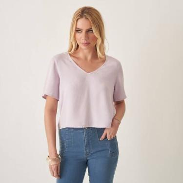 Imagem de T-Shirt Tencel Decote V - Bloom, Lilás violeta, G