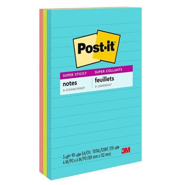 Imagem de Bloco Post It pautado coleção supernova c/ 270 fls 3M
