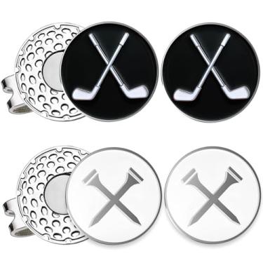 Imagem de Adhere Marcadores de bola de golfe logotipo personalizado esmaltado com clipes magnéticos fortes para chapéu Um presente de golfe premium para golfista (camiseta de golfe estilo Q + taco de golfe)