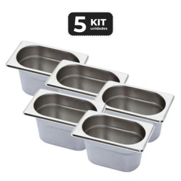 Imagem de Kit 5 cuba sem alca inox 1/9 gn 150 para buffet - Chef Line