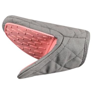 Imagem de YWJLQH Luva de forno curta, pegador de panela multiuso com isolamento térmico de silicone para panelas quentes, utensílios de cozinha para churrasco, Rosa