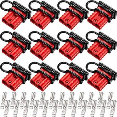 Imagem de Frienda 12 peças vermelho calibre 6-10 bateria conector rápido 50A 12-36V bateria kit de plugue de chicote de fios de desconexão rápida para recuperação de motor reboque de guincho