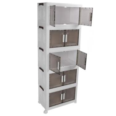 Imagem de Cryfokt Caixa de Armazenamento Dobrável Com Rodas Caixa Organizadora de Armário Conveniente para Quarto e Sala de Estar, Pacote Com 1 (M 5º nível)