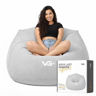 Imagem de Poltrona Inflável Puff Lazy Fashion Aveludado Assento Pufe VG Plus Cin