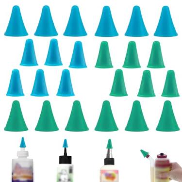 Imagem de Agamino 24 tampas de garrafa de cola de substituição, tampas de garrafa de cola de borracha para cola de madeira, 2 cores e 2 tamanhos para garrafas de cola artística com glitter e a maioria das colas