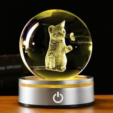 Imagem de Lâmpada decorativa IFOLAINA 3D Crystal Ball Cat Lovers, presentes para