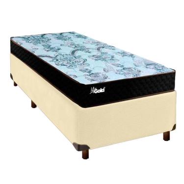 Imagem de Conjunto Cama Box Bege Solteiro + Colchão Molas Ensacadas Life Gold Paropas