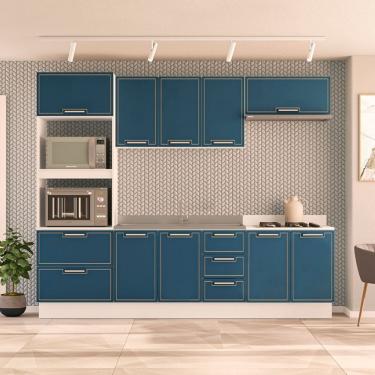 Imagem de Cozinha Compacta 250085 5 Peças Amara Branco Azul Politorno Móveis