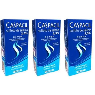 Imagem de Kit com 3 shampoo caspacil 100ml anticaspa sulfeto de selênio - cazy
