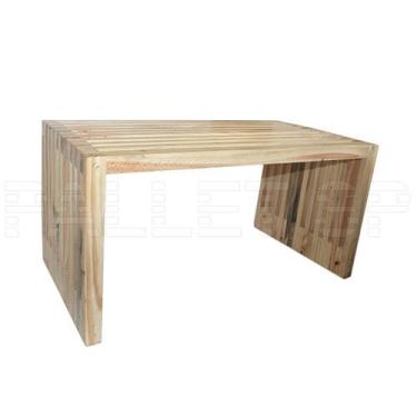 Imagem de Banco Ripado de Madeira 90x45x45 cm - Decoração Rústica e Sustentável 