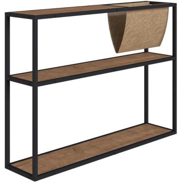 Imagem de Mesa Lateral Revisteiro Industrial Steel Quadra Artesano 90 cm (largura) MDP Vermont Aço Preto Fosco