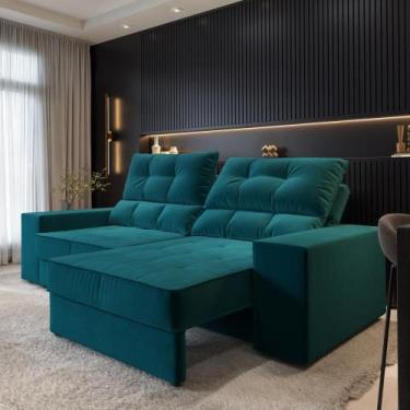 Imagem de Sofá Larissa 4 Lugares Suede 230cm - CIALAR MÓVEIS, Petróleo