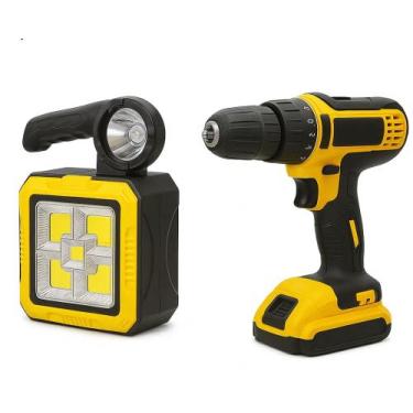 Imagem de Kit 2x1 lanterna Recarregável solar e furadeira 21v com um bateria rec