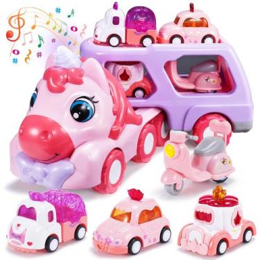 Imagem de Caminhão transportador Toy WethCorp Unicorn com 4 carros Princess Cars