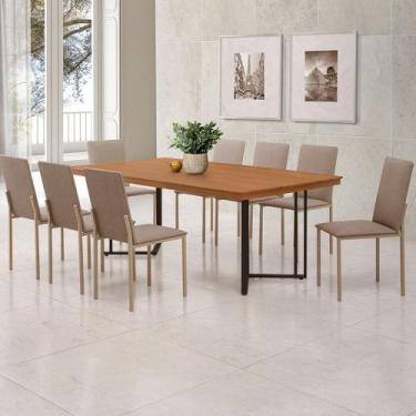 Imagem de Mesa Michigan 180cm Estilo Industrial com Pés de Madeira Castanho Base