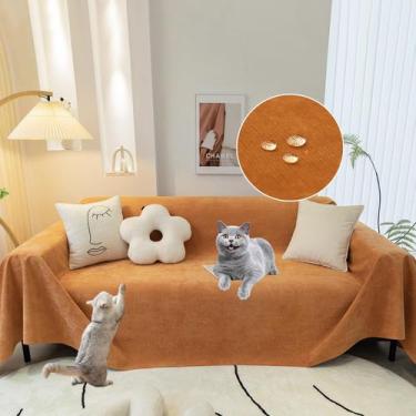 Imagem de Capa de sofá STACYPIK impermeável antiderrapante laranja jacquard 180x