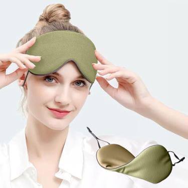 Imagem de Máscara de dormir, máscara dupla face quente e fria para dormir 1 pacote, venda macia ajustável para bloqueio de luz, máscara de sono confortável para viagens, soneca, meditação verde