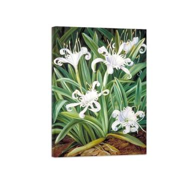 Imagem de Pôster e impressões em tela de flores vintage - reprodução de pintura de arte de parede famosa - flores brancas - imagens prontas para pendurar tela embrulhada 60 x 85 cm 24 x 33 polegadas