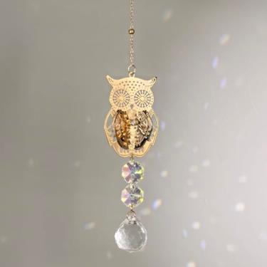 Imagem de Apanhador de sol de cristal para janelas – Apanhador de sol com prismas enfeite de coruja para pendurar no Natal, casamento, jardim, decoração de casa, presente