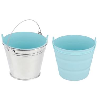 Imagem de 2 peças de revestimento de balde de gordura de silicone para Traeger, forros de balde reutilizáveis com tampa de calha de graxa, acessórios para grade Pit Boss Pellet Grill Traeger Pro Series Ironwood