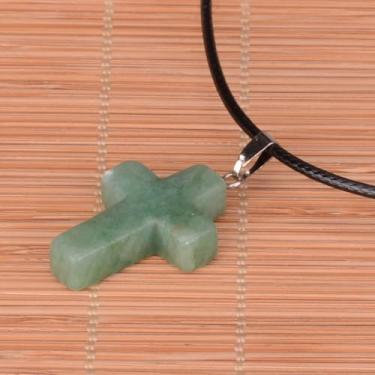 Imagem de Colar de cruz de cristal de pedra natural ametista transparente quartzo cereja quartzo amarelo ágata verde aventurina cruz colar para mulheres e homens, one size, Cristal, Sem Pedra Preciosa