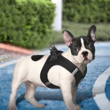 Imagem de Peitoral antipuxão para cães pequenos – Colete de tecido Oxford durável com tiras refletivas, malha respirável, fácil de usar, preto M (pescoço: 29,5 cm - 32,5 cm, peito: 39,5 cm - 41,5 cm)