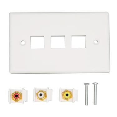 Imagem de 3 placas de parede, banhado a ouro 1080p conector fêmea multiuso placa de parede, para Home Theater AV