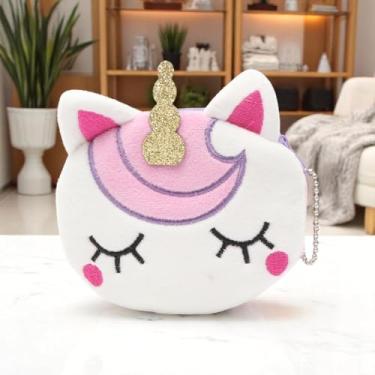 Imagem de Generic 1 bolsa para dinheiro, unicórnios, chifre grande, tecido de pelúcia, roxo, 11 x 10 cm