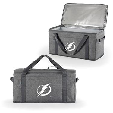 Imagem de PICNIC TIME NHL Tampa Bay Lightning 64 Cooler dobrável, bolsa térmica grande e macia, refrigerador portátil de praia com alça de ombro (cinza mesclado)