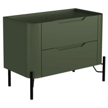 Imagem de Mesa De Cabeceira Orgânica 2 Gavetas Pés Industrial Preto Bliss I03 Mu