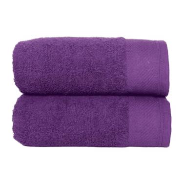 Imagem de Kit 2 Toalhas de Banho Grandes e Macias 100% Algodão Premium Eleganz 530g Alta Absorção e Conforto (2 Púrpura)