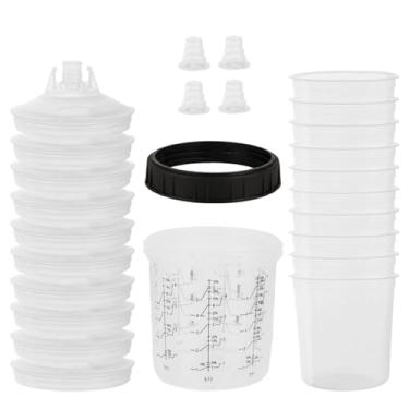 Imagem de Copo de pistola de pintura descartável de 600 ml para pistola de pintura automotiva, pistola de tinta spray HVLP, pacote com 10 copos de mistura de tinta tamanho padrão de 590 ml - 10 forros de xícara