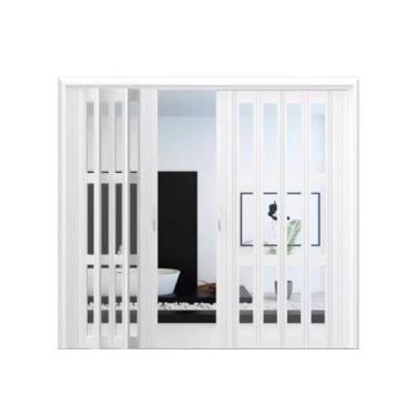 Imagem de Porta Concertina Porta Divisora Dobrável Magnética Bi-fold, Kit De Portão De Painel De Cozinha Isolado Térmico Para Interior, Tela Deslizante Dupla, 70 80 90 10, One Color, 226cmx203cm/89inx80in