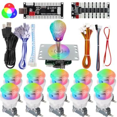 Imagem de SJ@JX Arcade USB Encoder Kit with RGB LED Buttons & 4/8-Way Sanwa Style Joystick, Zero Delay Game Controller for PC, MAME, Raspberry Pi, Windows