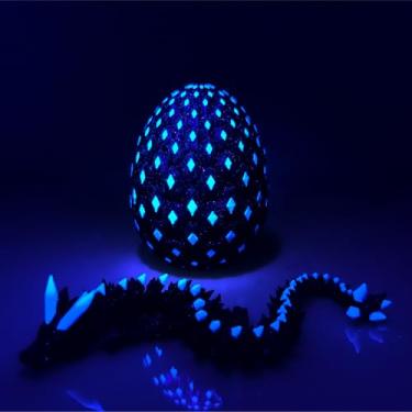 Imagem de Yonaaclin 3D Printed Dragon Egg,Glowing at Night Dragon Egg Animal Figurines,Flexible Joints 3D Printed Animals Fidget Toys,Mysterious Gifts Teen Carnival Prizes,Desk Decor,Bookshelf Decor