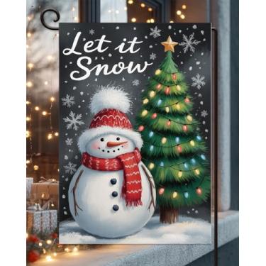 Imagem de Bandeira de jardim de boneco de neve de Natal, 30,5 x 45,7 cm, vertical, dupla face, exterior, bandeira decorativa