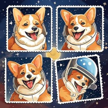 Imagem de Adesivos de Animais Kawaii com Corgi Astronauta para Quarto e Cadernos Decorativos Infantis 30x30cm