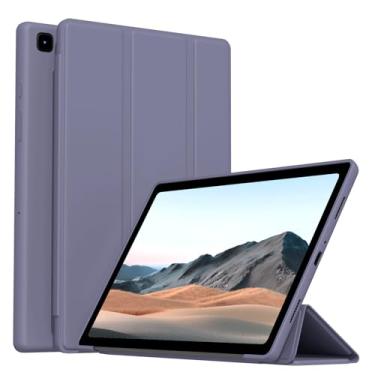 Imagem de Ocricll Capa para Samsung Galaxy Tab A7 10,4 polegadas 2022/2020 (modelo: SM-T503/T509/T500/T505/T507), capa fina e leve com suporte de três dobras com revestimento traseiro de TPU macio, lavanda