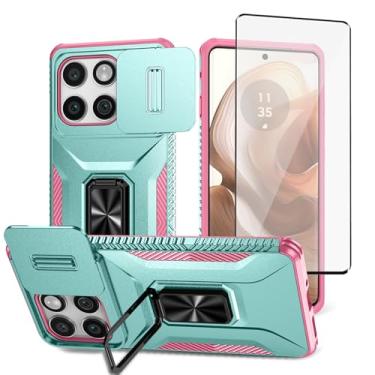 Imagem de Asuwish Capa de celular para Samsung Galaxy S25 Edge com capa deslizante para câmera de vidro temperado, suporte de anel, resistente, fino, protetor de celular S25Edge 25S S 25 25Edge feminino