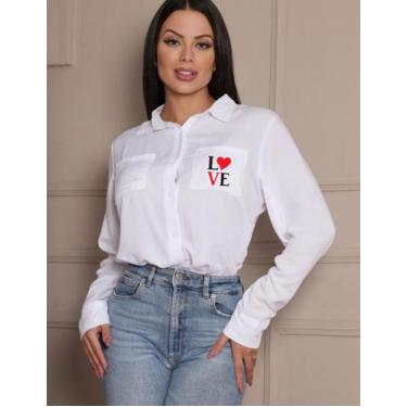 Imagem de Camisa Social Polo Feminina Com Manga Longa Personalizada Com Estampa 