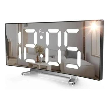 Imagem de Relógio Digital De Mesa espelhado curvado Led E Alarme Temperatura Dat