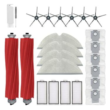 Imagem de Kit de substituição de 24 peças Q7 compatível com Roborock Q7 / Q7+ / Q7 Max / Q7 Max + Robot Vacuum, 2 escovas principais, 4 almofadas de pano de esfregão, 6 escovas laterais, 4 filtros HEPA, 6 sacos