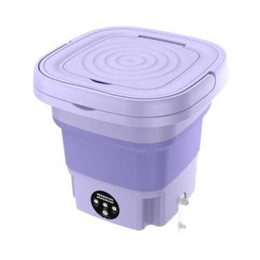 Imagem de Genérico Mini Máquina de Lavar Roupas Dobrável Portátil, 6.5L, Branco, Plástico e Silicone, Bivolt, Design Compacto, Para Viagens e Apartamentos, 26x27cm Aberta