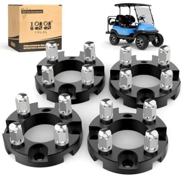 Imagem de 10L0L Kit de espaçadores de roda de carrinho de golfe de 2,5 cm com porcas salientes serve para Yamaha Club Car EZGO, padrão de parafusos 4x4, furo de cubo de 68 mm, pinos de 1/2-20 (pacote com 4)