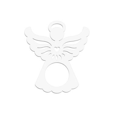 Imagem de Porta Guardanapo Anjinho Kit Com 4 Peças 7cmx8cm - Cria Arte Laser Branco